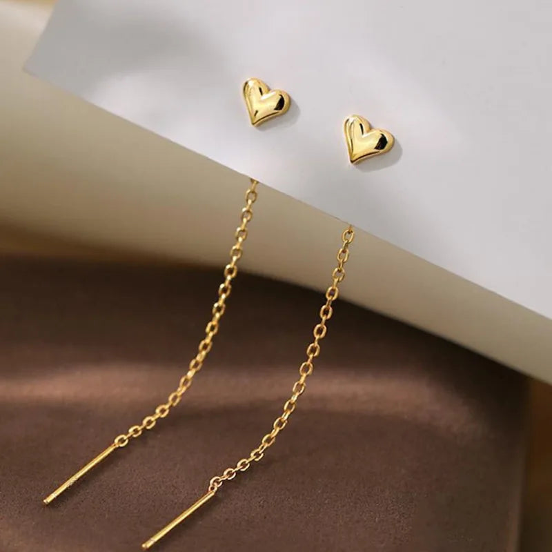 Amara™ | Pendientes de corazón con cadena colgante