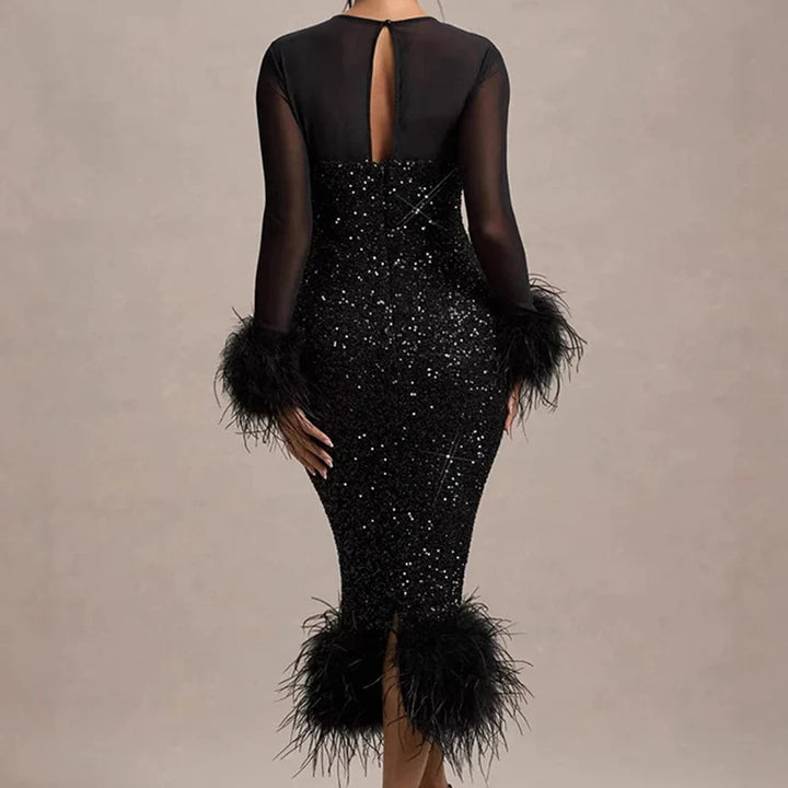 Mirabelle™ | Vestido de lentejuelas con plumas