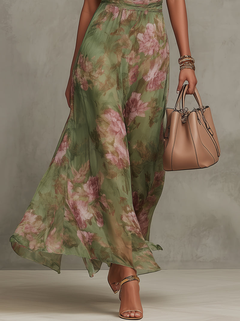 Livia™ | Vestido maxi halter floral elegante