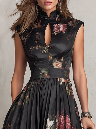 Bianca™ | Vestido Midi Negro Plisado