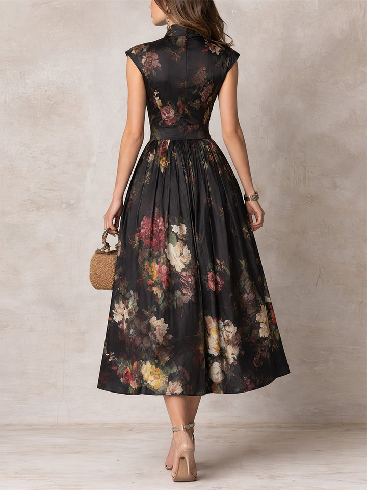 Bianca™ | Vestido Midi Negro Plisado