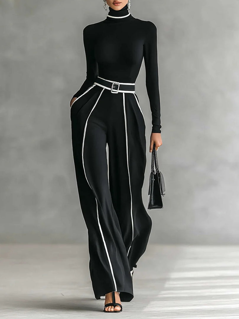 Emma™ | Conjunto elegante de dos piezas con cuello alto y pantalón ancho
