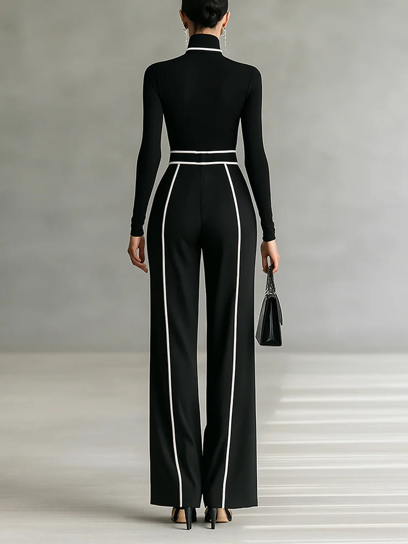 Emma™ | Conjunto elegante de dos piezas con cuello alto y pantalón ancho