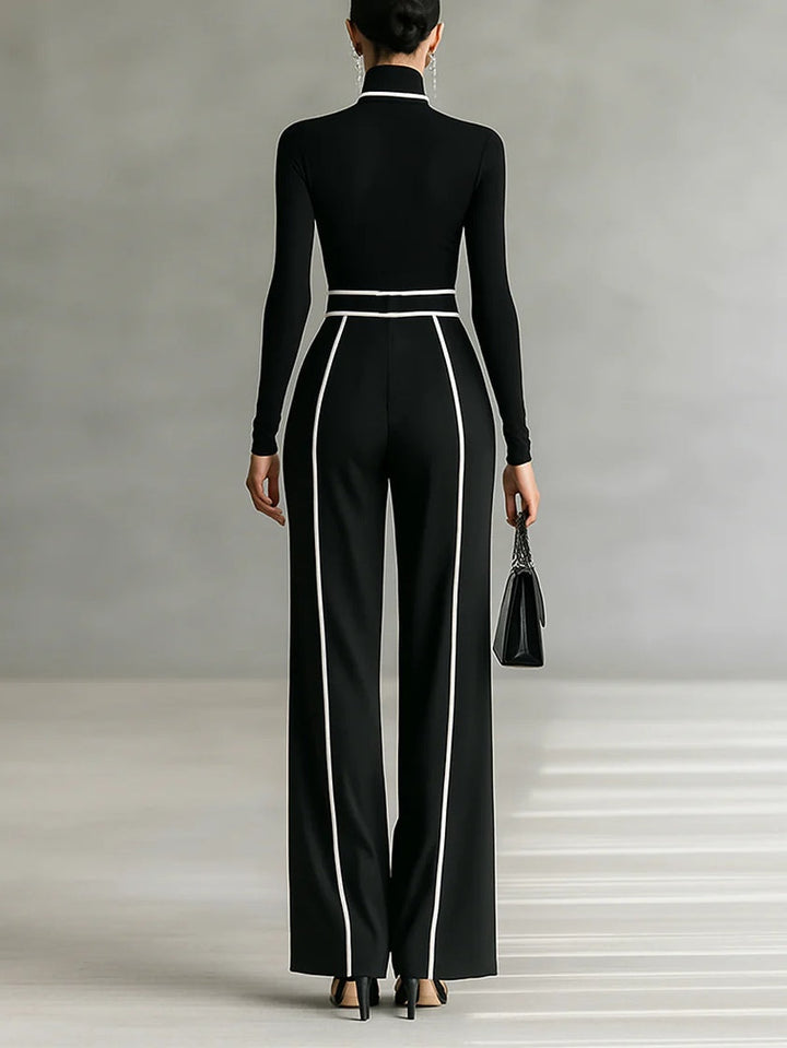 Emma™ | Conjunto elegante de dos piezas con cuello alto y pantalón ancho