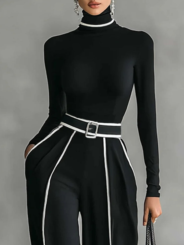 Emma™ | Conjunto elegante de dos piezas con cuello alto y pantalón ancho