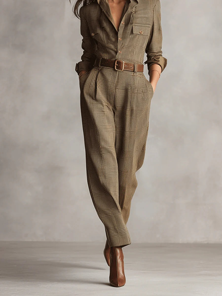 Zoë | Mono utilitario de cuadros con textura de tweed refinado