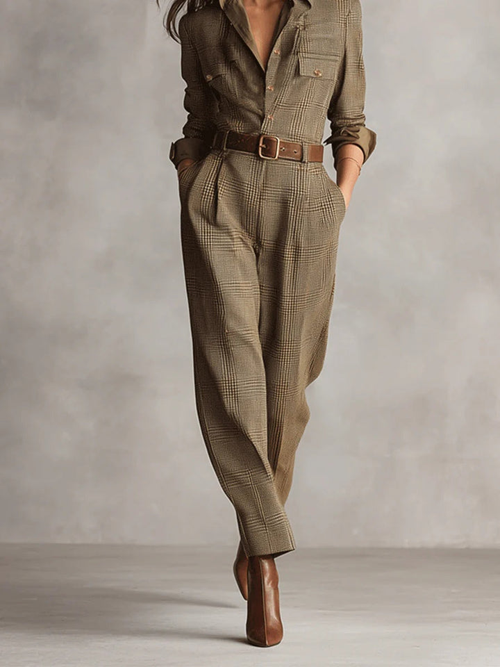 Zoë | Mono utilitario de cuadros con textura de tweed refinado