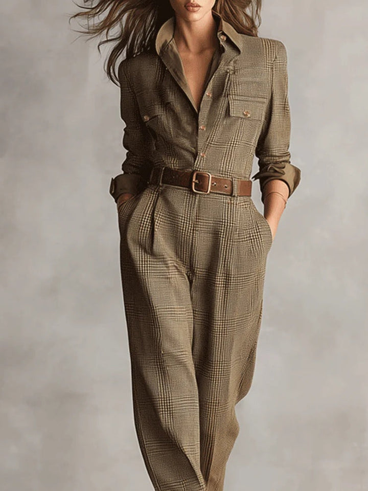 Zoë | Mono utilitario de cuadros con textura de tweed refinado