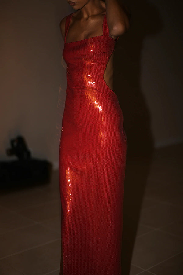 Solara™ | Vestido de lentejuela con cut-out lateral
