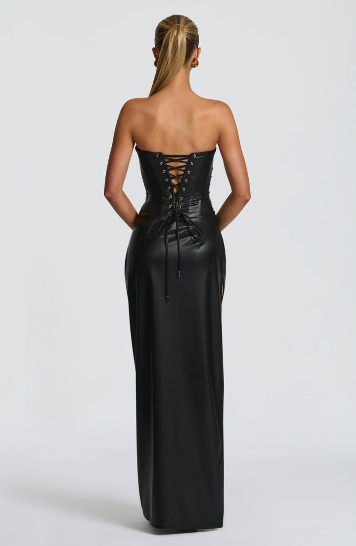 Solenne™ | Vestido efecto piel con abertura