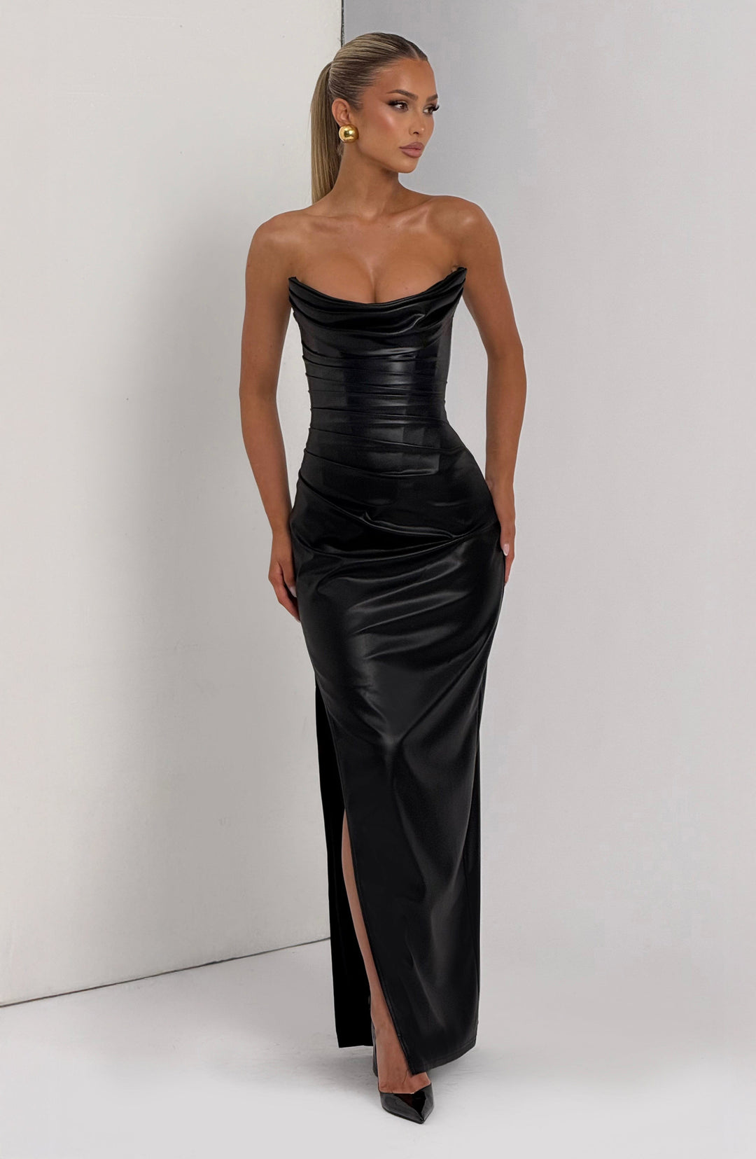 Solenne™ | Vestido efecto piel con abertura