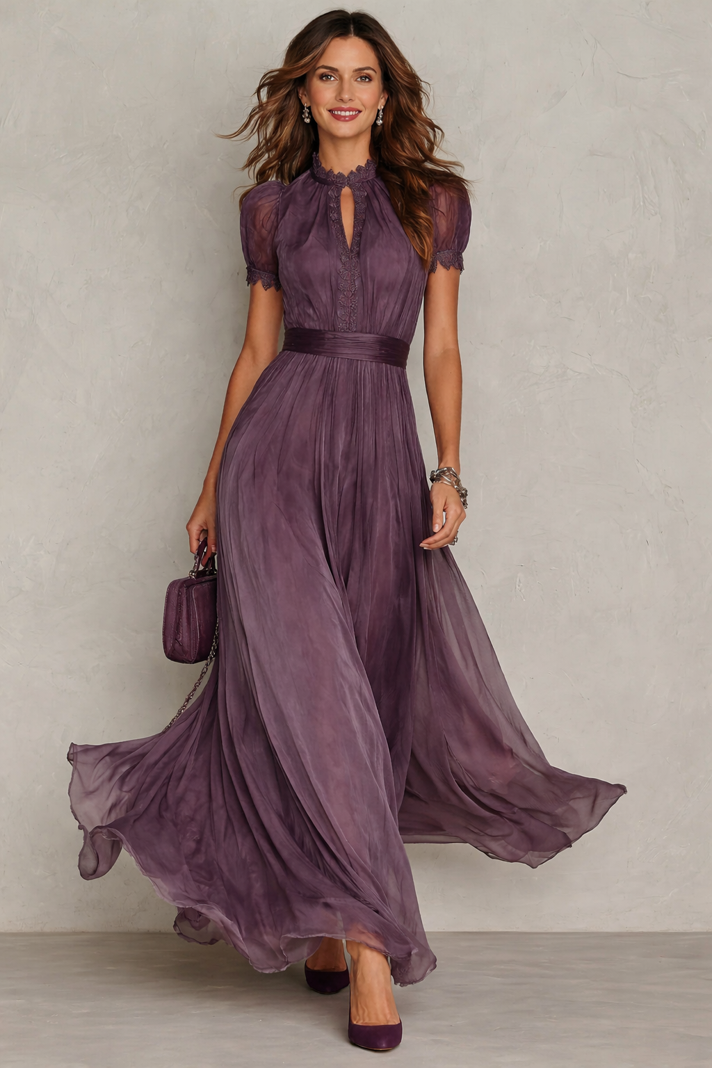 Flavia™ | Vestido Violeta con Encaje