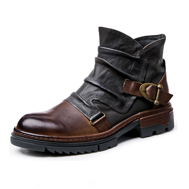 Bruno™ | Botas de cuero marrón sólido con cordones estilo Martin