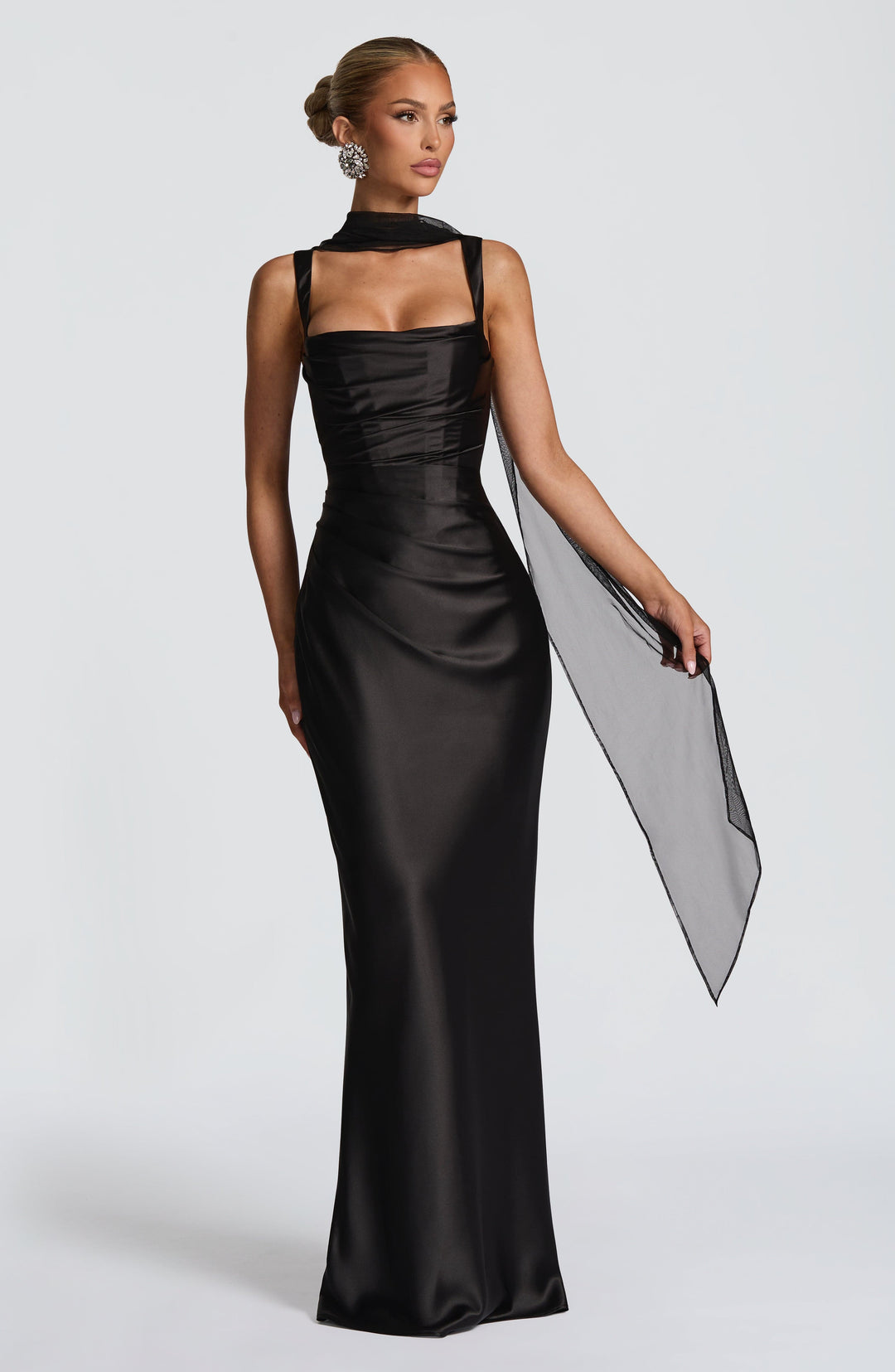Mariela™ | Vestido satinado de lujo con plisado asimétrico