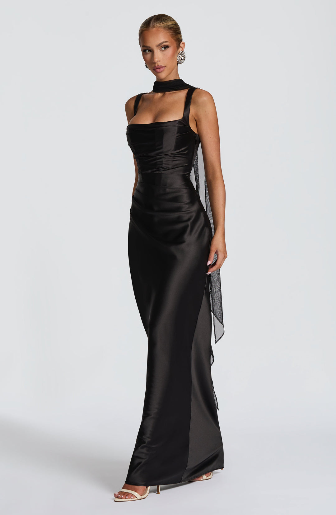 Mariela™ | Vestido satinado de lujo con plisado asimétrico