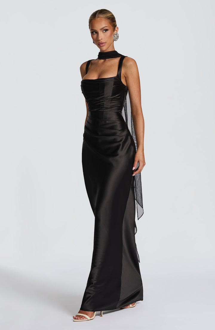 Mariela™ | Vestido satinado de lujo con plisado asimétrico