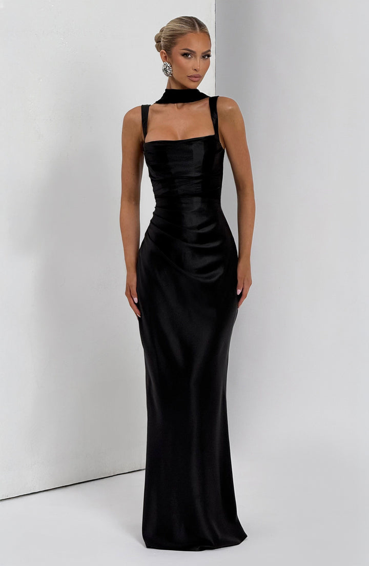 Mariela™ | Vestido satinado de lujo con plisado asimétrico