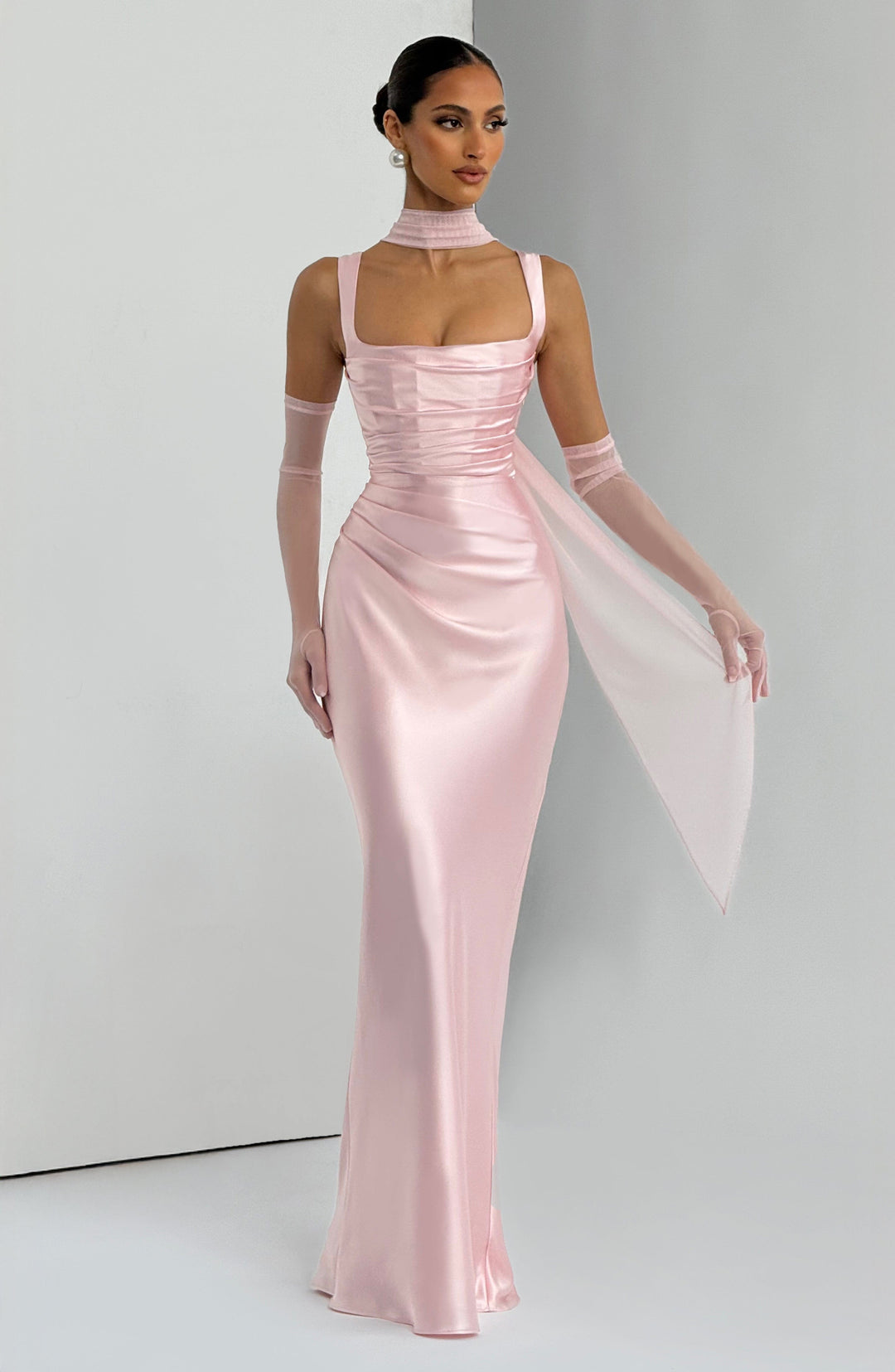 Mariela™ | Vestido satinado de lujo con plisado asimétrico