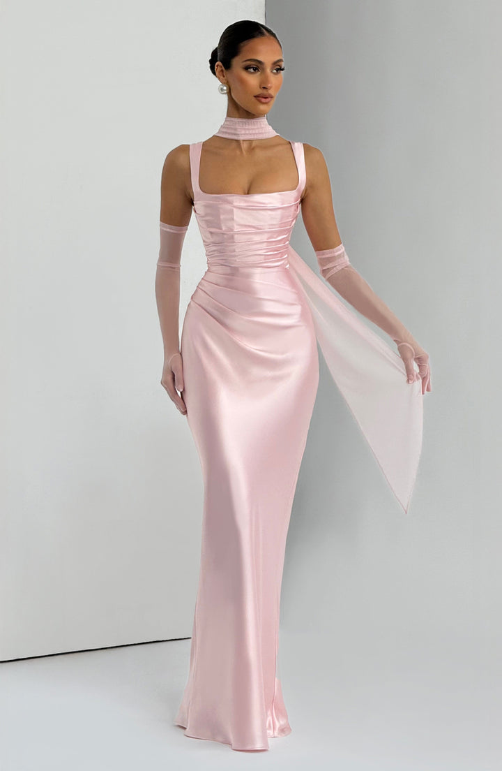 Mariela™ | Vestido satinado de lujo con plisado asimétrico