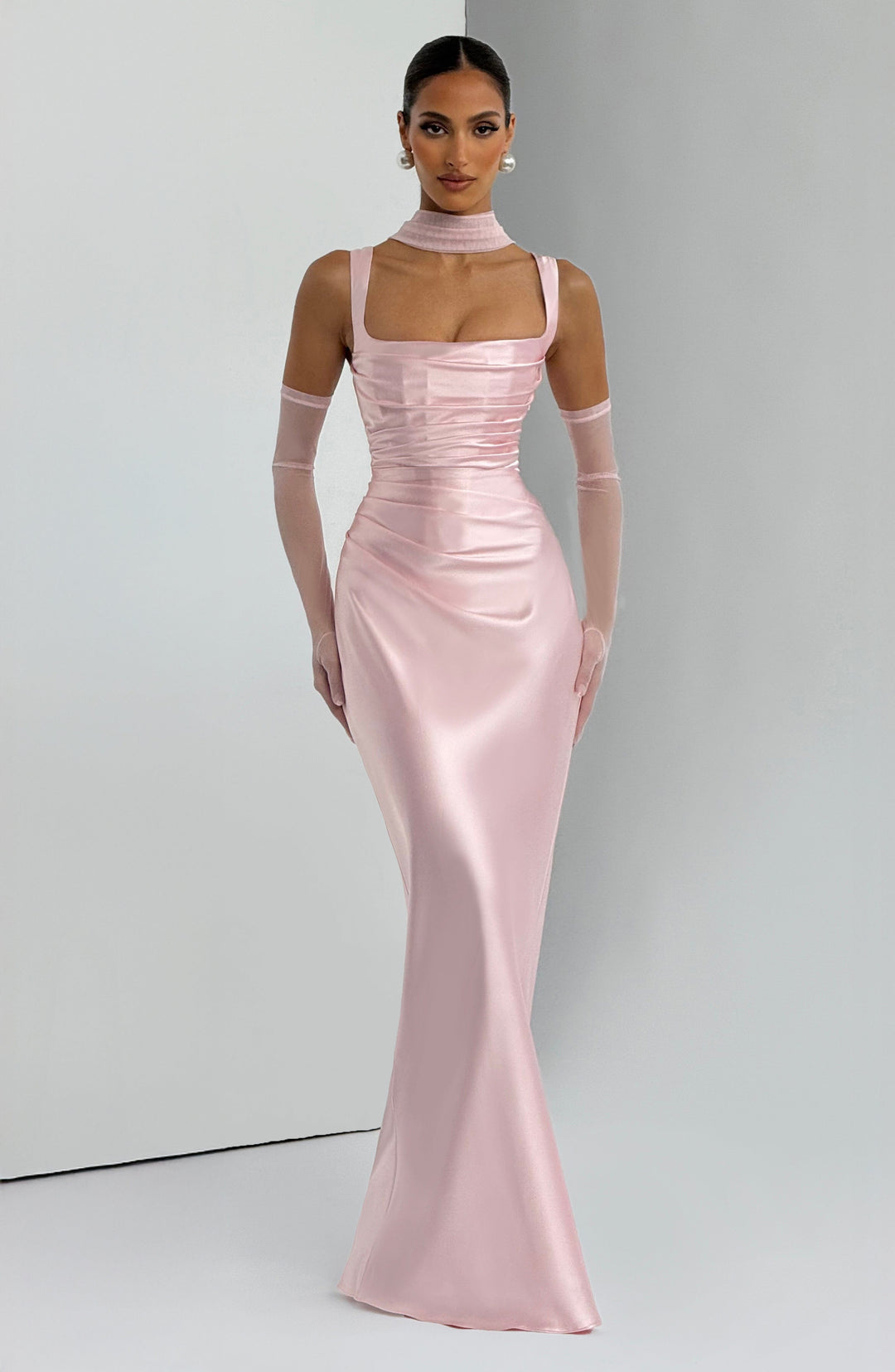 Mariela™ | Vestido satinado de lujo con plisado asimétrico