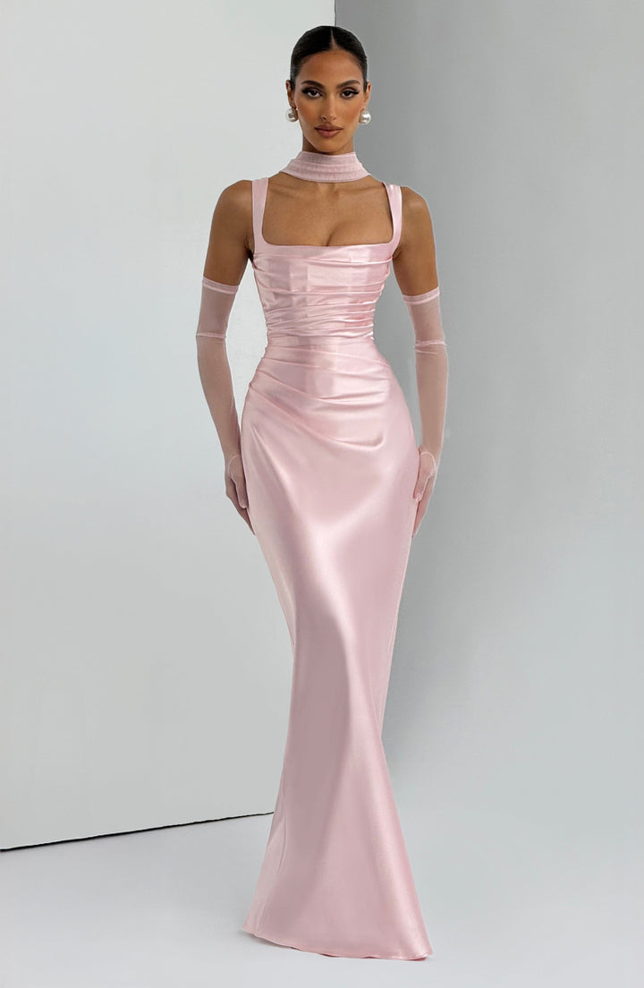 Mariela™ | Vestido satinado de lujo con plisado asimétrico