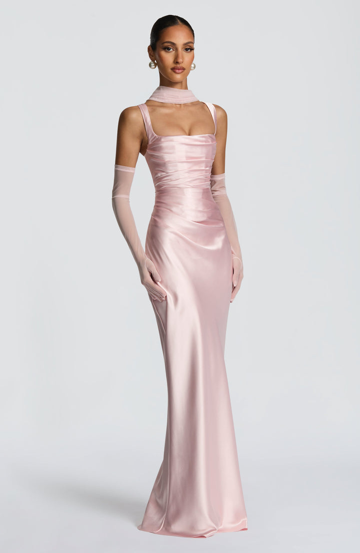 Mariela™ | Vestido satinado de lujo con plisado asimétrico