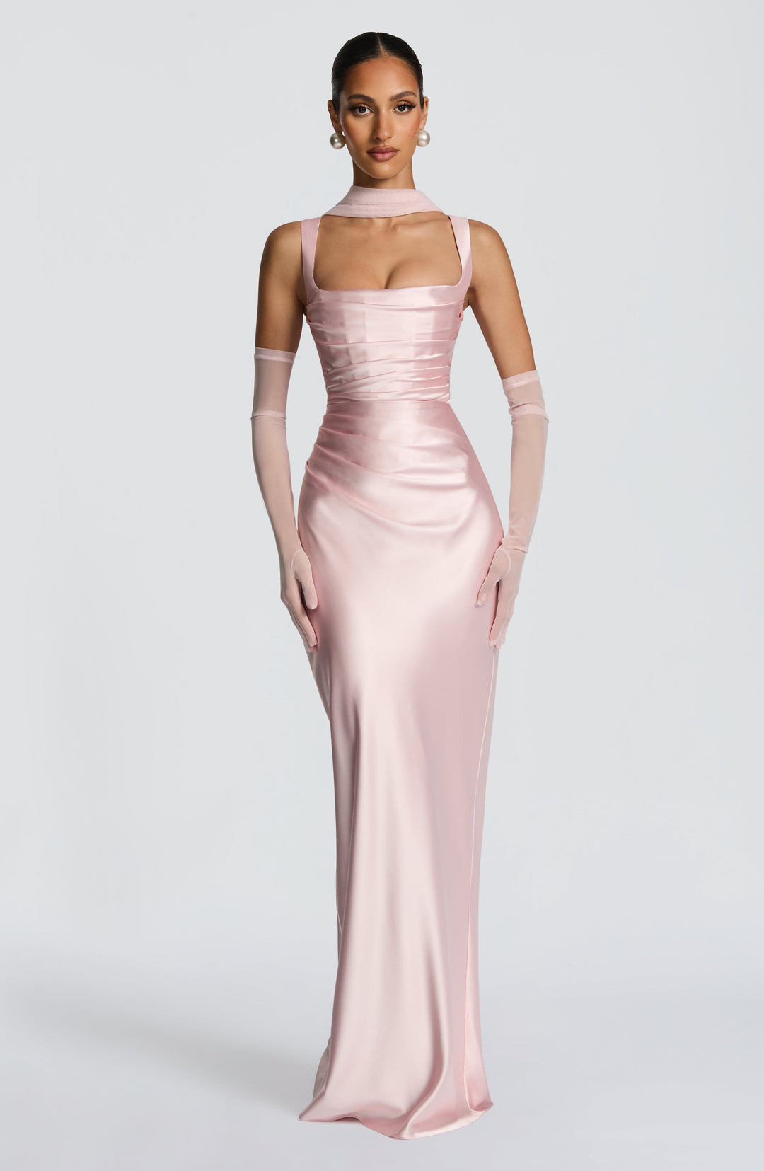 Mariela™ | Vestido satinado de lujo con plisado asimétrico