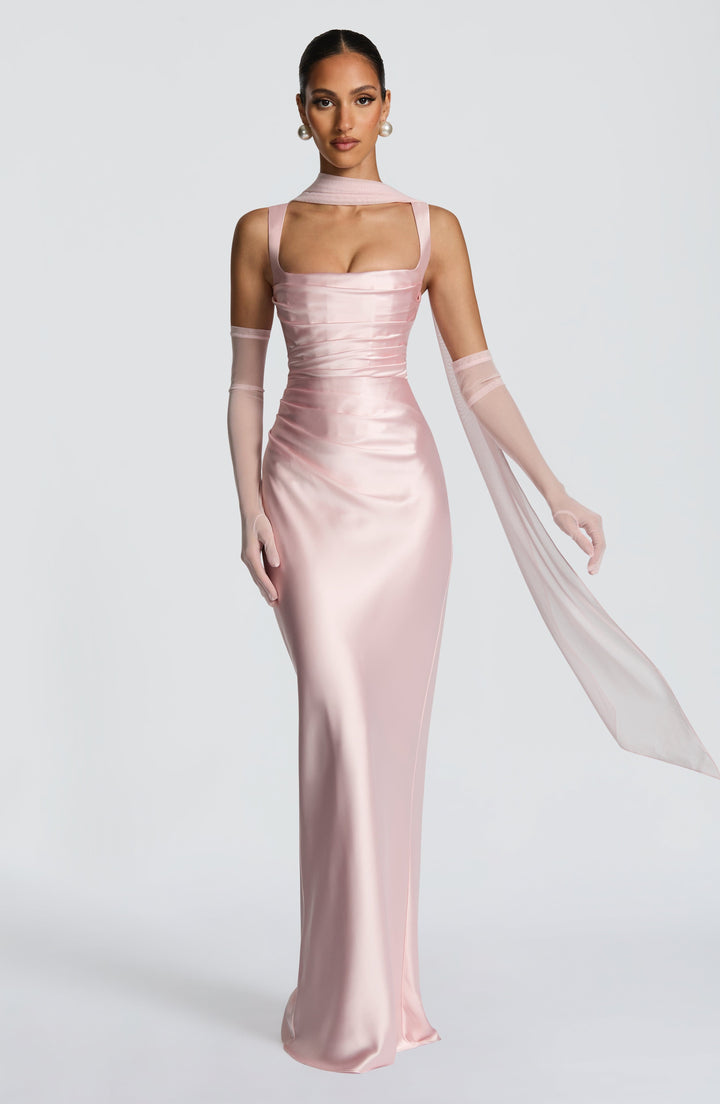 Mariela™ | Vestido satinado de lujo con plisado asimétrico