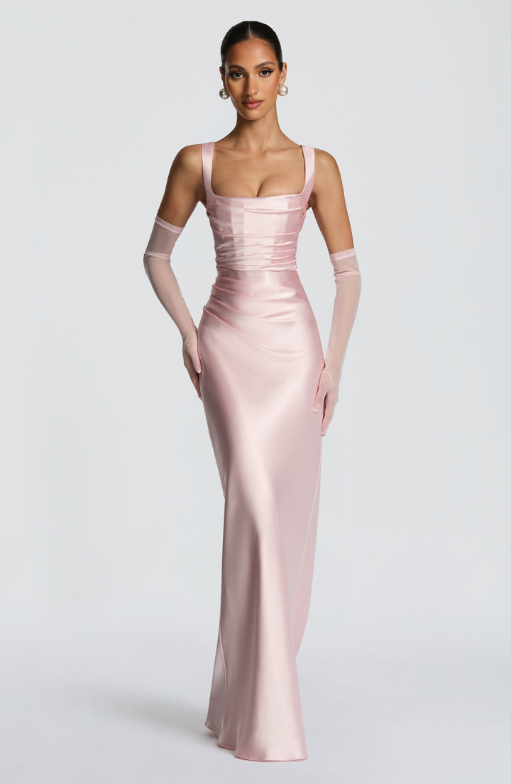 Mariela™ | Vestido satinado de lujo con plisado asimétrico