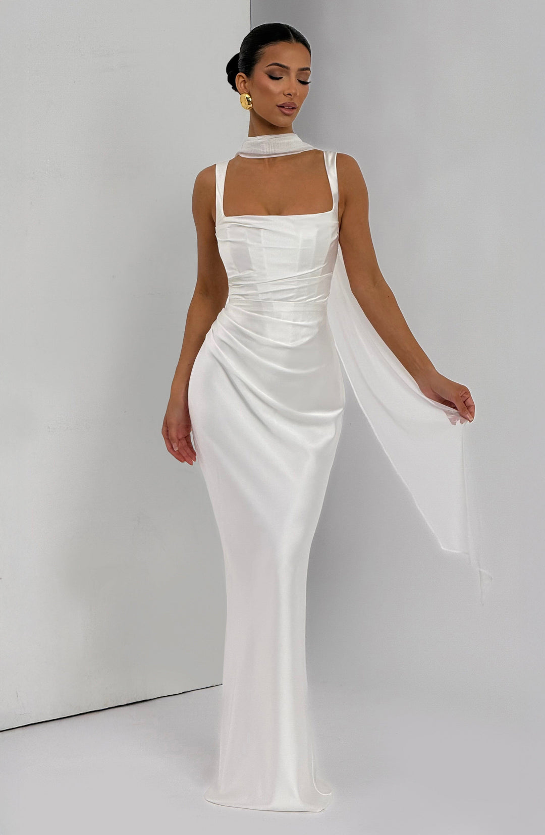 Mariela™ | Vestido satinado de lujo con plisado asimétrico
