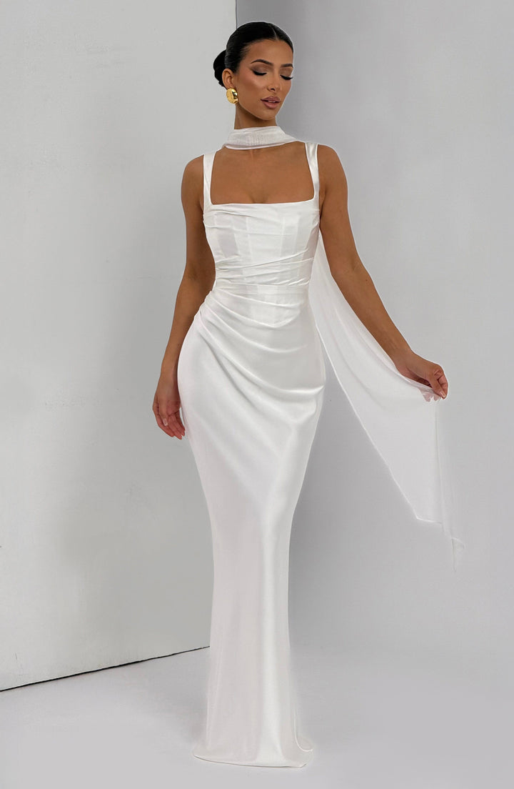 Mariela™ | Vestido satinado de lujo con plisado asimétrico