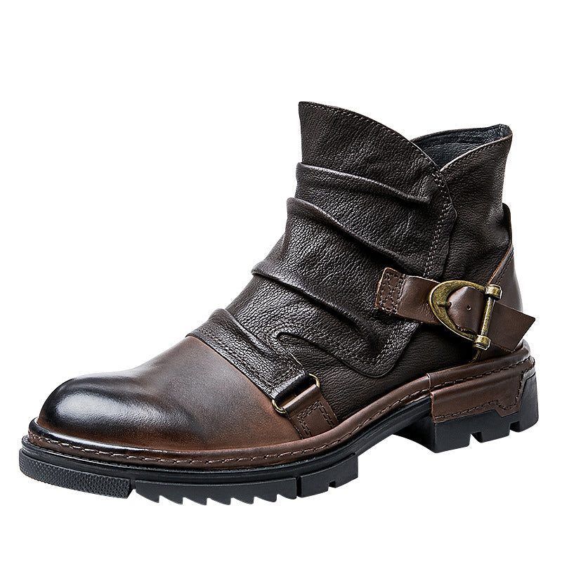 Bruno™ | Botas de cuero marrón sólido con cordones estilo Martin