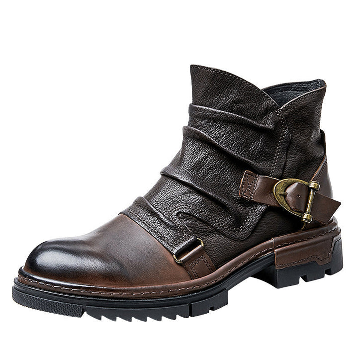 Bruno™ | Botas de cuero marrón sólido con cordones estilo Martin