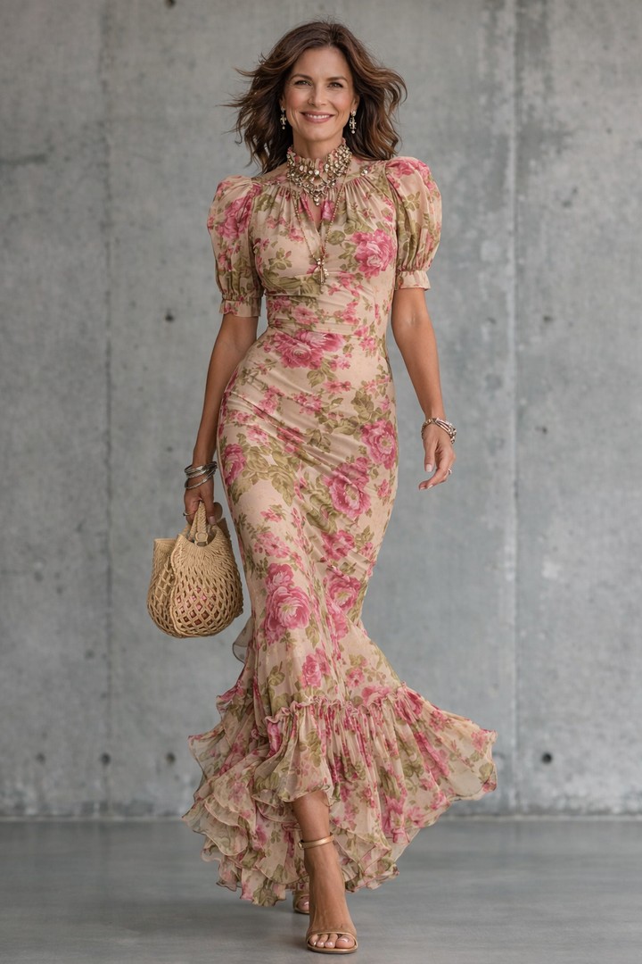 Rosalie™ | Vestido Maxi Rosa Vintage