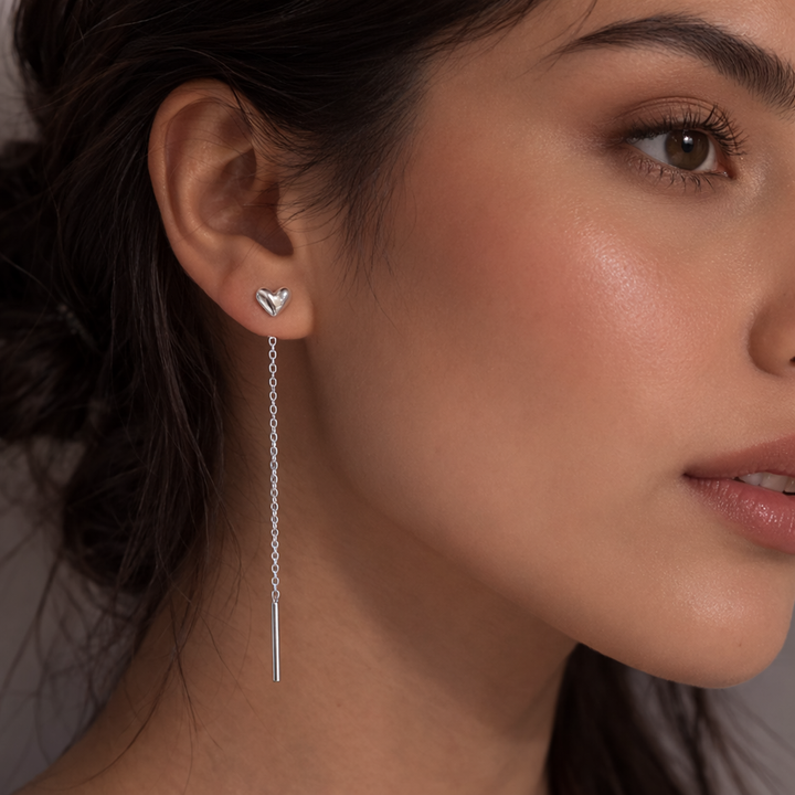 Amara™ | Pendientes de corazón con cadena colgante