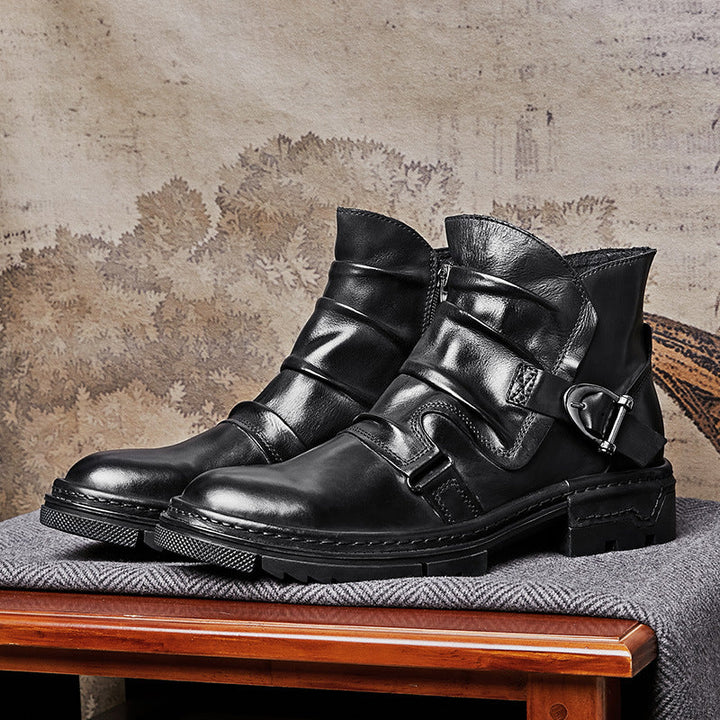 Bruno™ | Botas de cuero marrón sólido con cordones estilo Martin