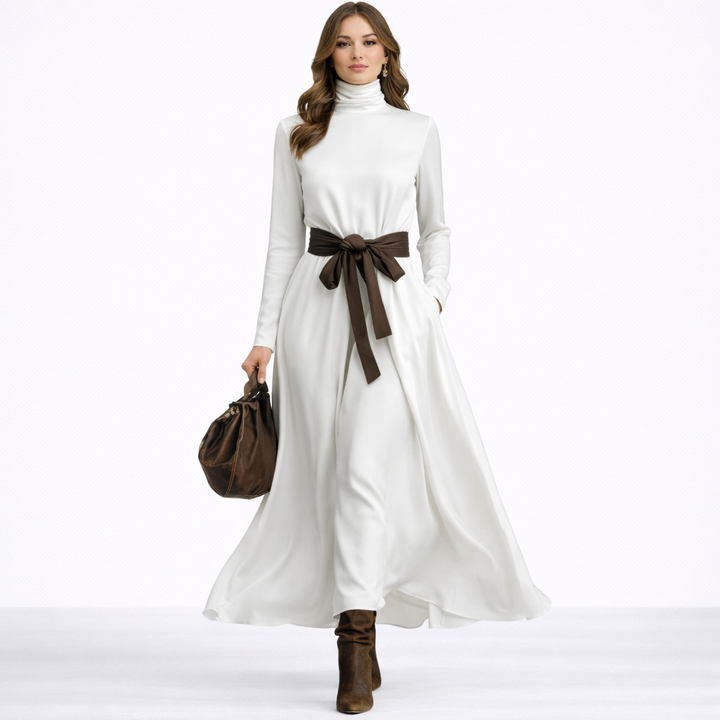 Ceinture Contrast™ | Vestido largo con cinturón y contraste