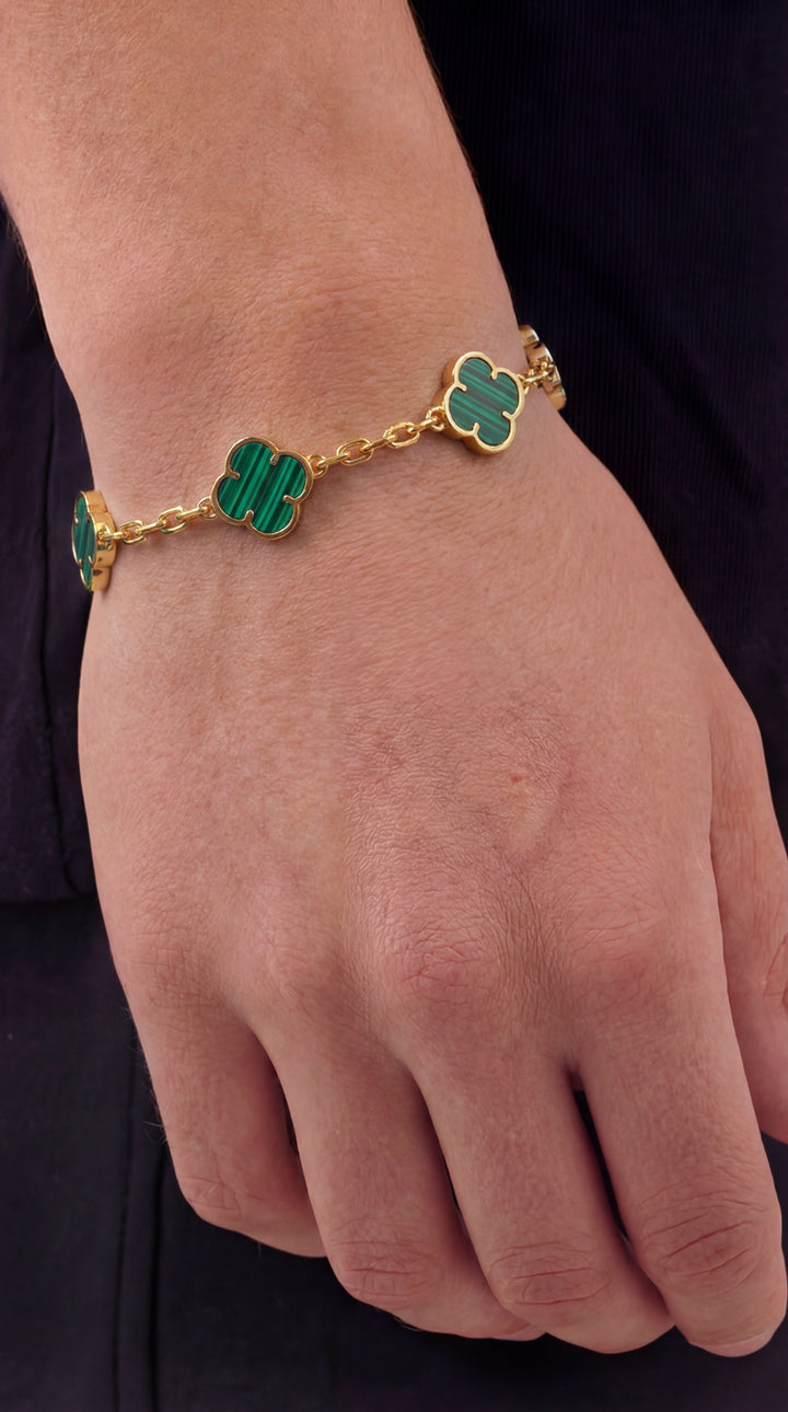 Émeraude Royale™ | Pulsera elegante con piedra verde bañada en oro