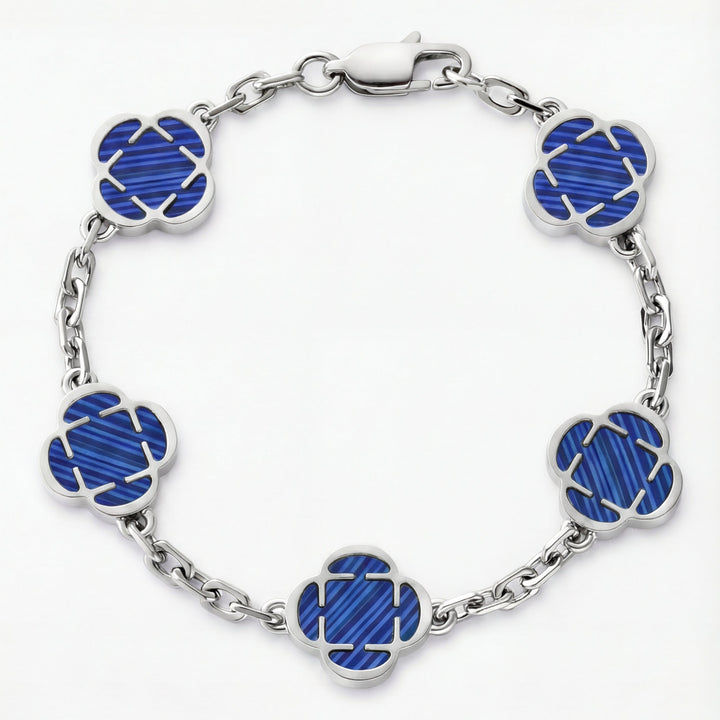 Azura Élise™ | Pulsera oceánica con gran esmeralda azul en plata