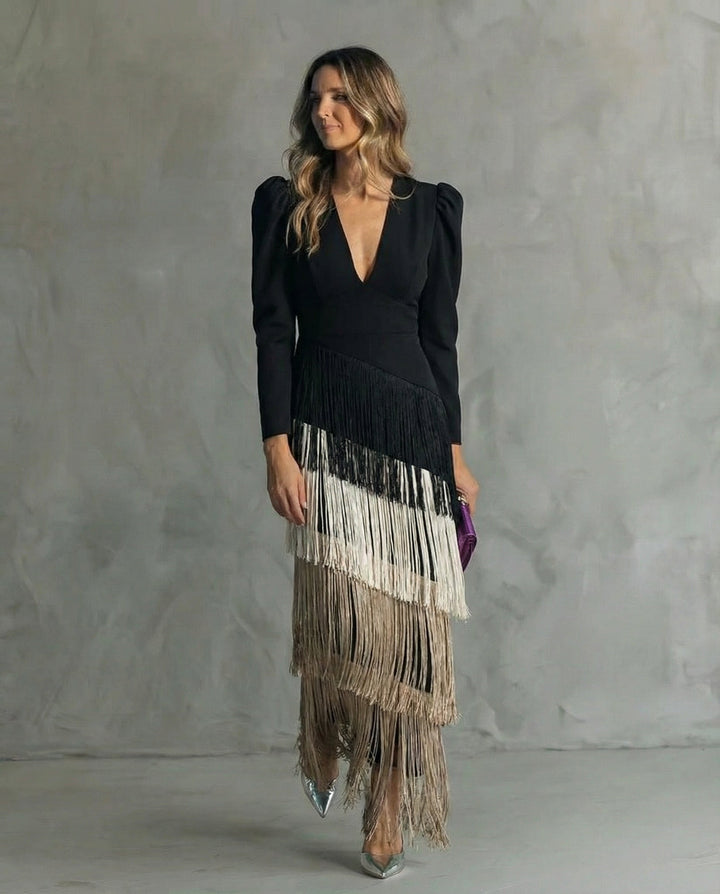 Clara™ | Vestido elegante con mangas de flecos