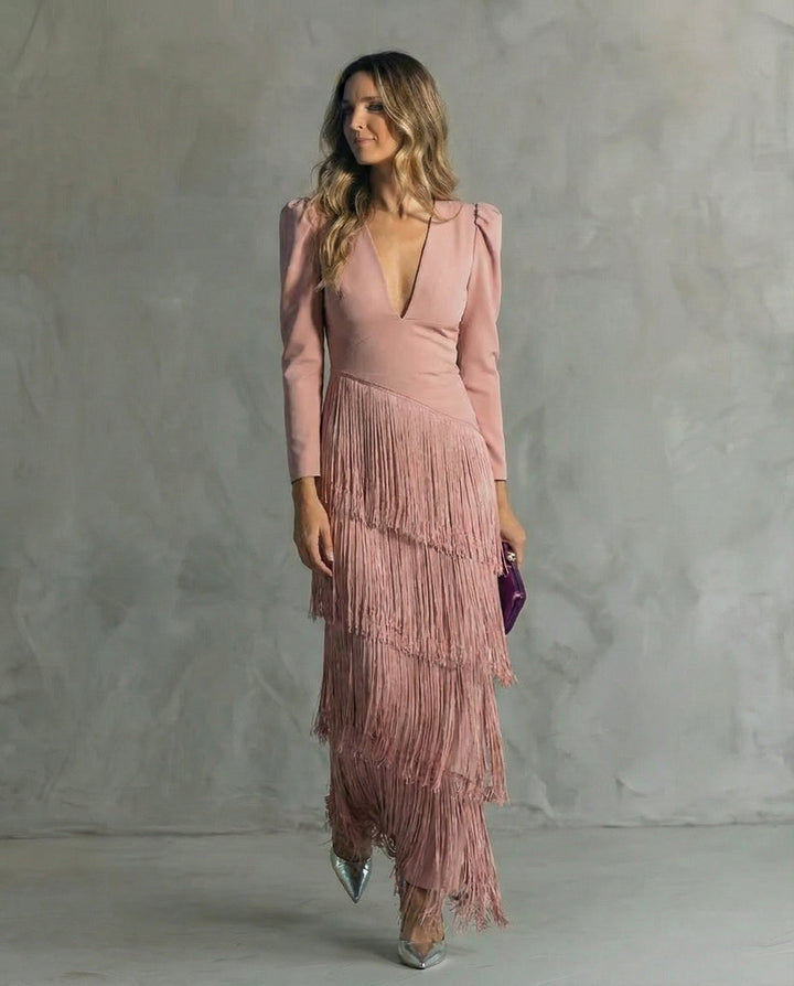 Clara™ | Vestido elegante con mangas de flecos