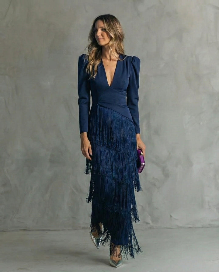 Clara™ | Vestido elegante con mangas de flecos