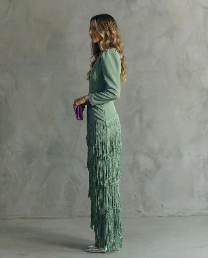 Clara™ | Vestido elegante con mangas de flecos
