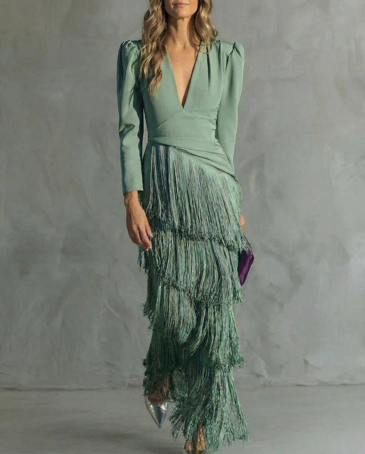 Clara™ | Vestido elegante con mangas de flecos