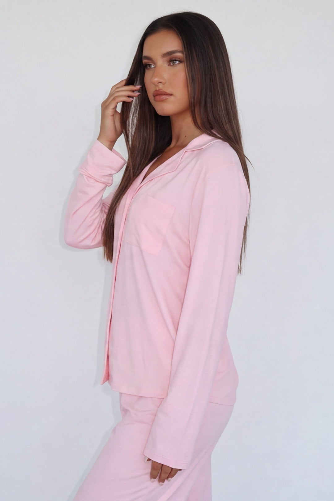 Valentina™ | Conjunto de pijama satinado color rosa