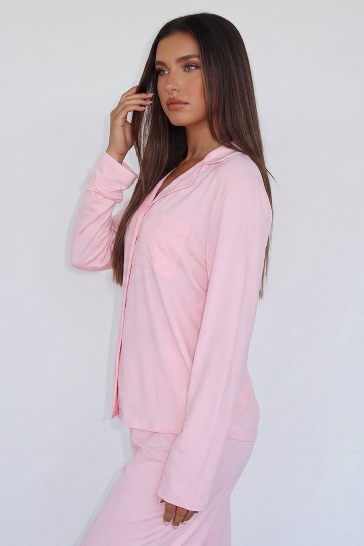 Valentina™ | Conjunto de pijama satinado color rosa