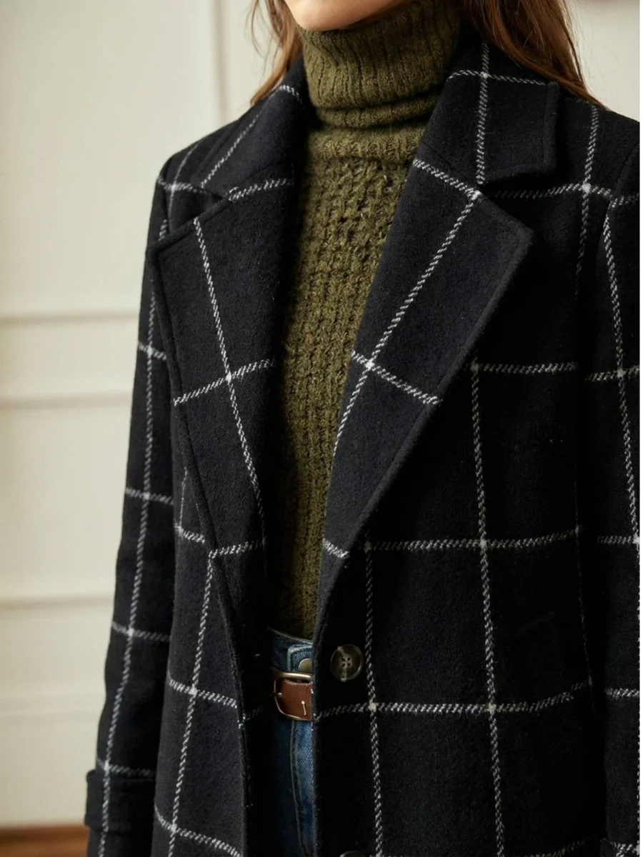 Arvae™ | Abrigo largo elegante a cuadros