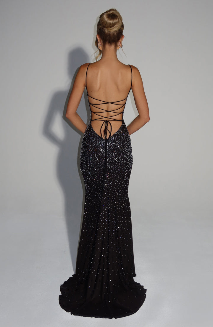 Isidora™ | Vestido con pedrería degradada
