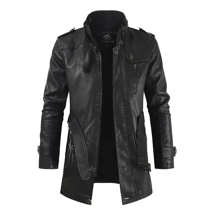 Alberto™ | Cazadora motera larga de cuero elegante