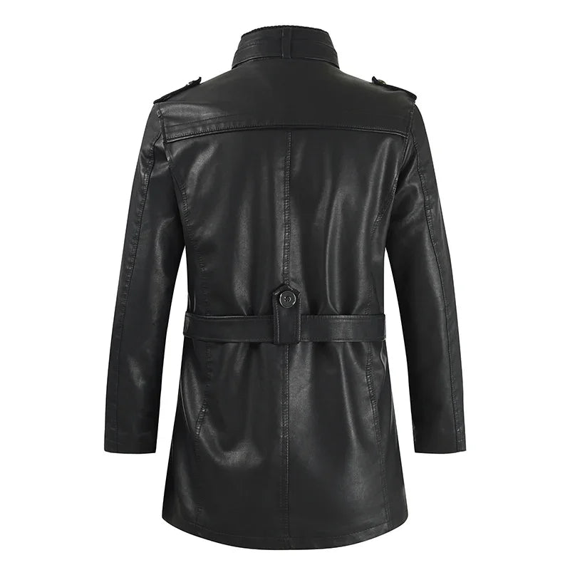 Alberto™ | Cazadora motera larga de cuero elegante